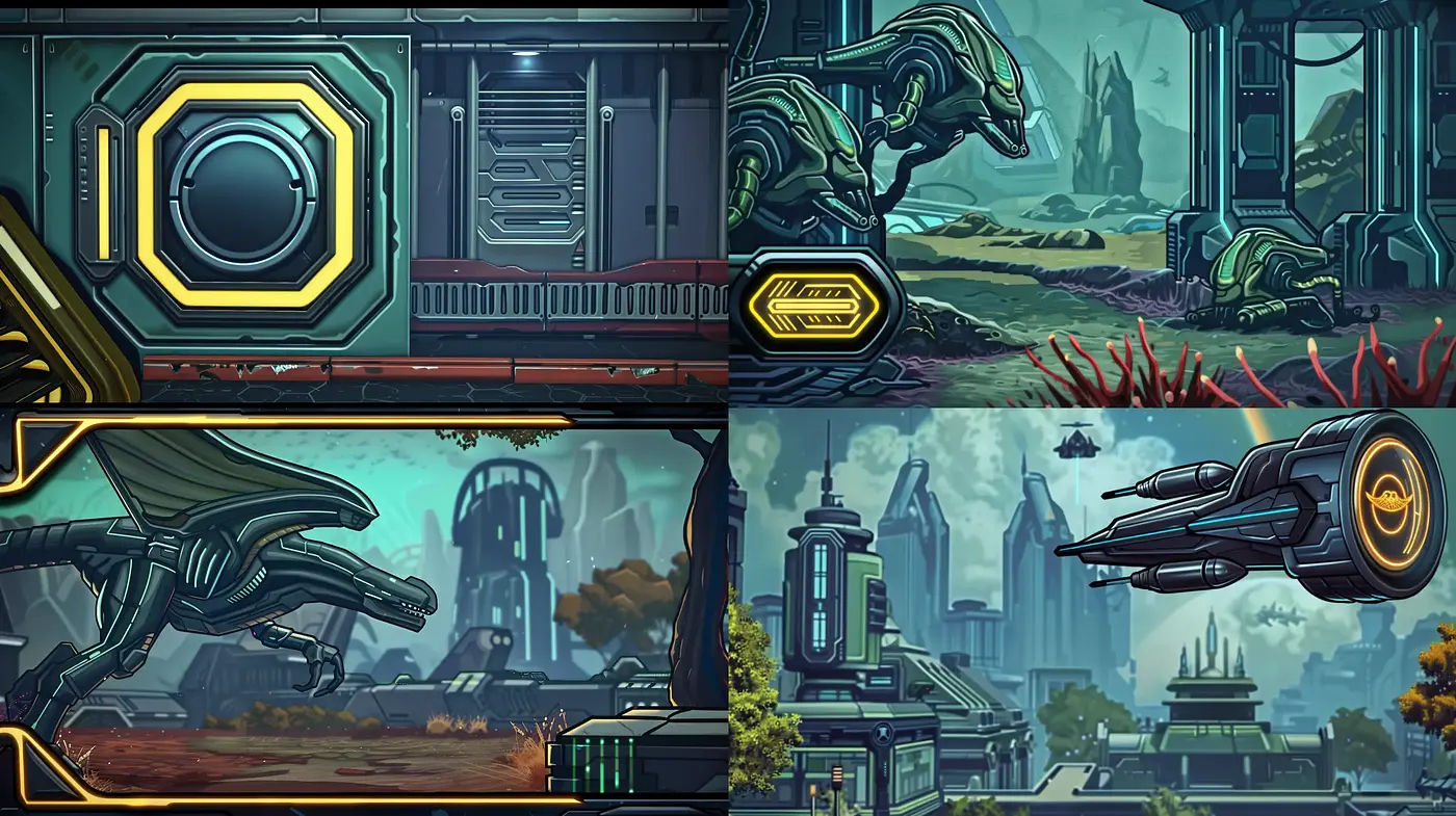 Futuristic Neon-Outlined Visions of Sci-Fi Dystopia - Midjourney sref style