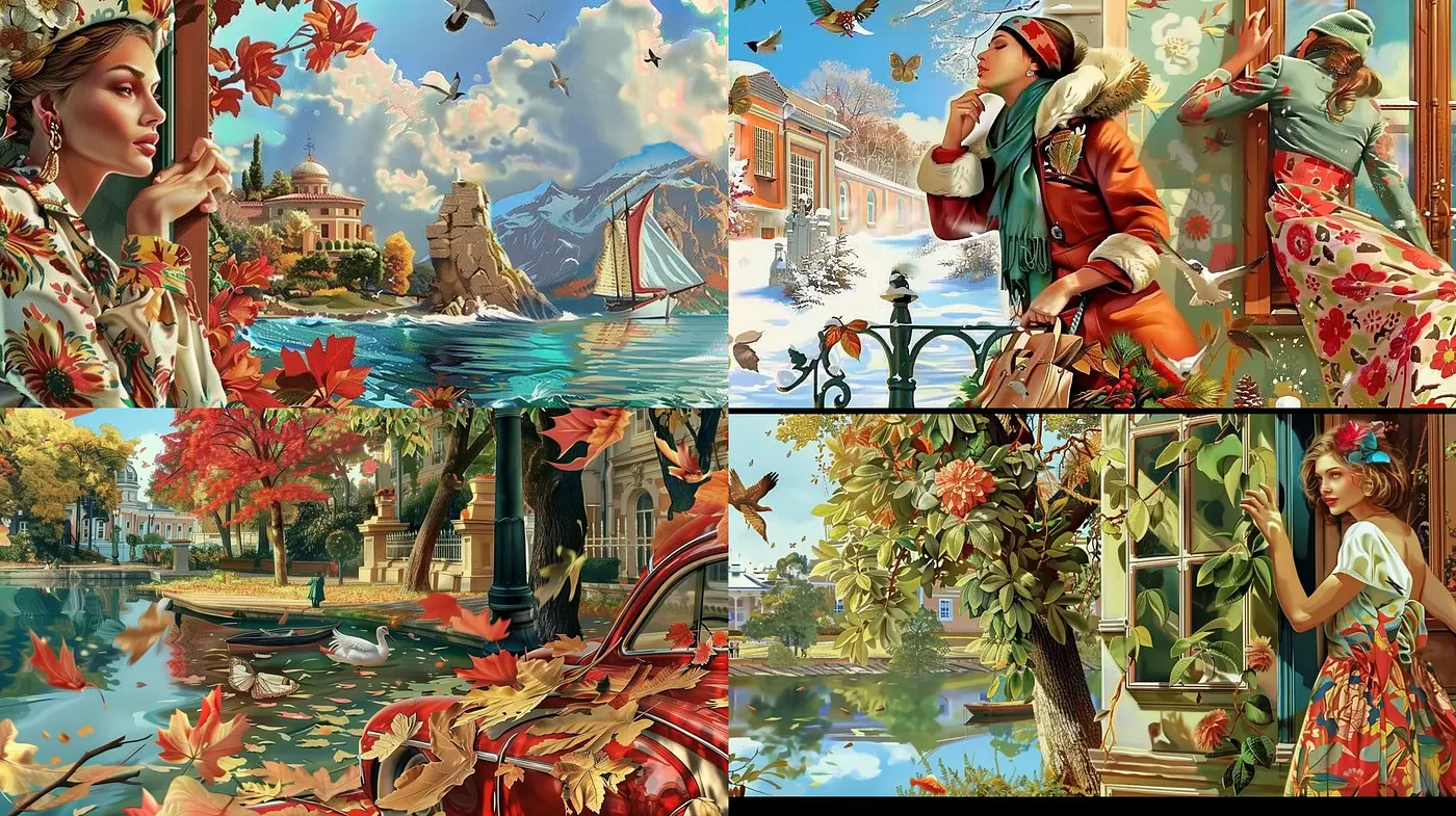Autumnal Dreamscape in Romantic Realism with Vivid Textures and Warm Hues - Midjourney sref style