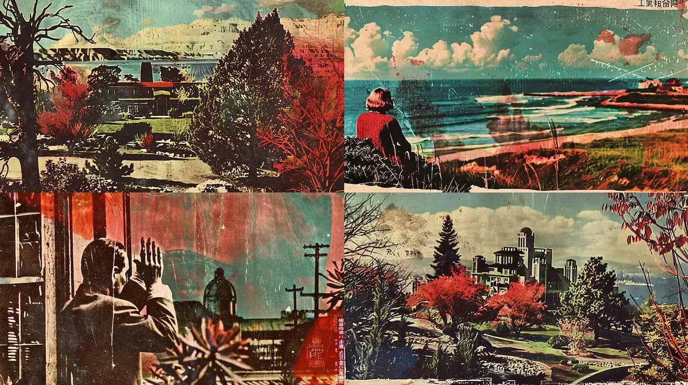 Retro Collage with a Nostalgic and Dreamlike Aesthetic - Midjourney sref style