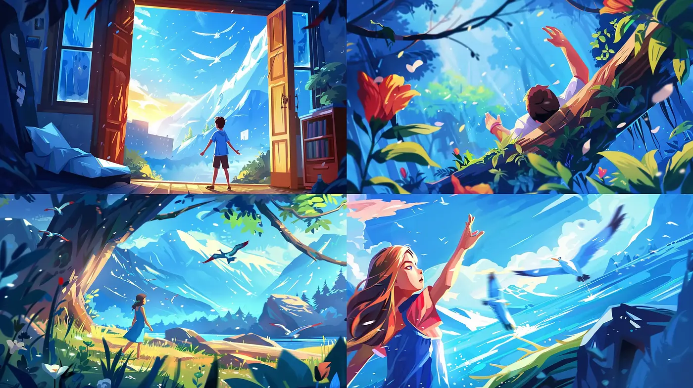 Vibrant Storybook Landscapes with Ethereal Luminescence - Midjourney sref style
