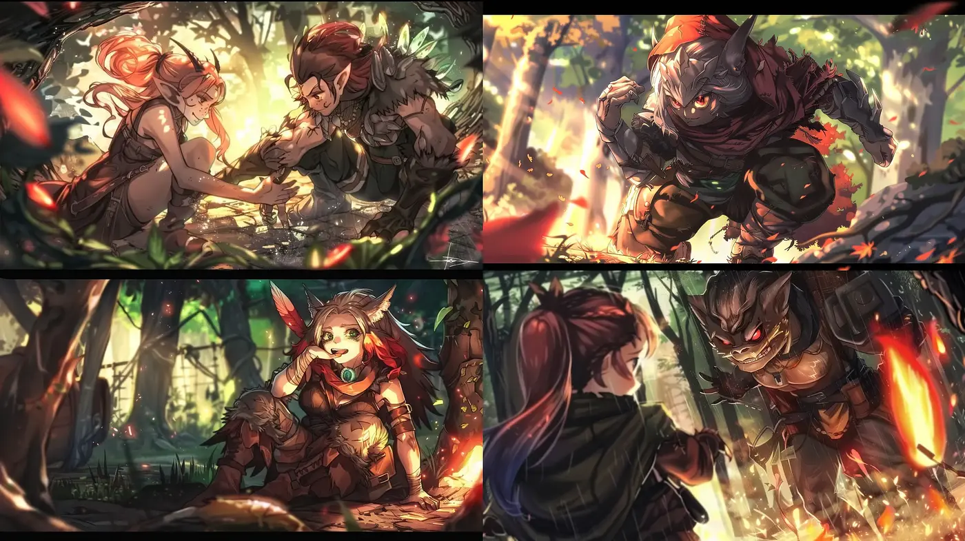 Enchanted Foliage and Dynamic Fantasy Illustration - Midjourney sref style