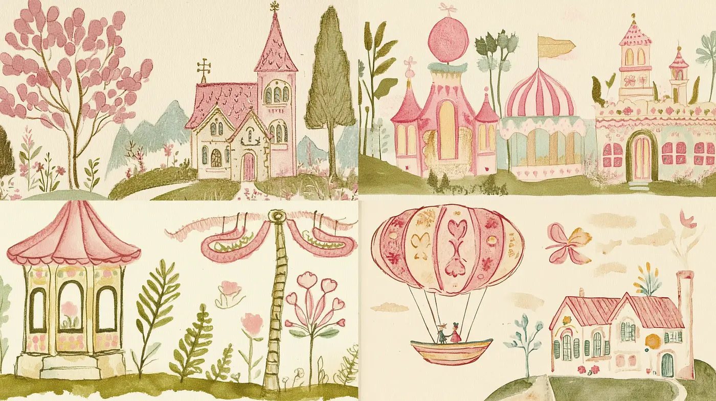 Whimsical Pastel Storybook Illustrations - Midjourney sref style
