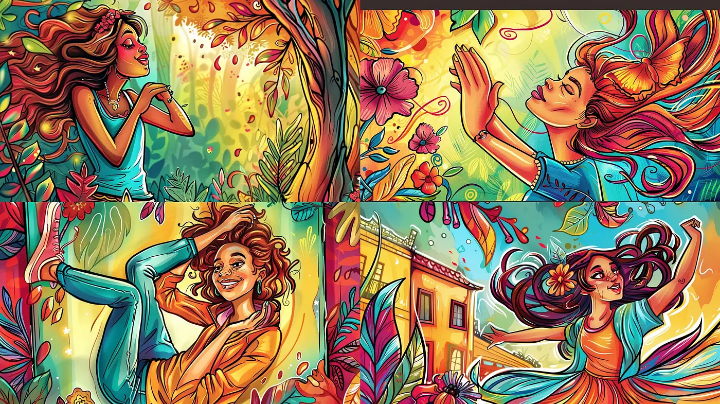 Vibrant Whimsical Dreamscape in Vivid Hues - Midjourney sref style