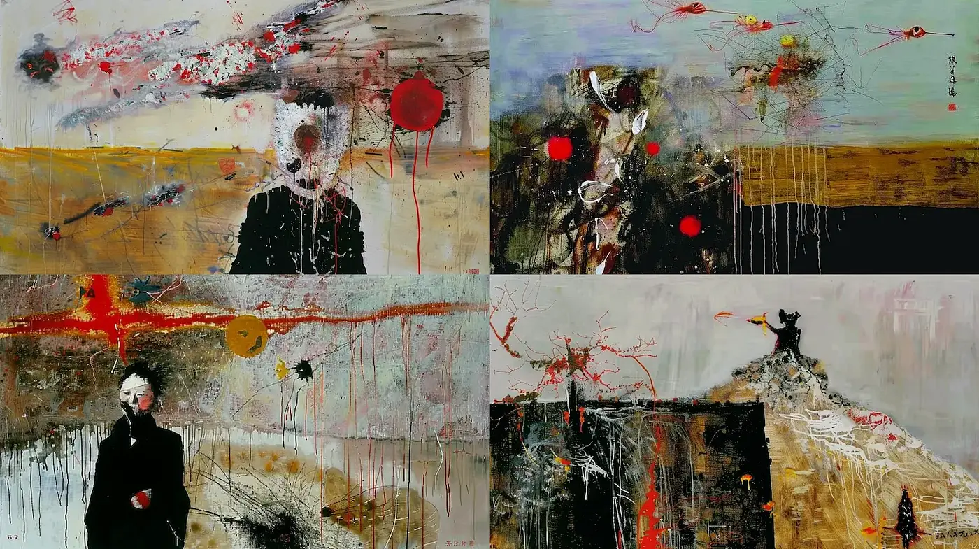 Abstract Expressionism with a Dramatic Narrative - Midjourney sref style