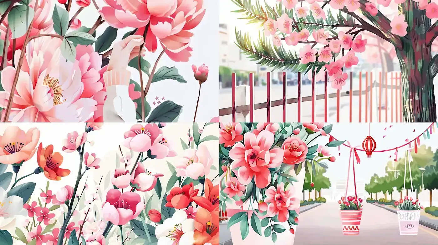 Whimsical Floral Illustrations with a Playful Touch - Midjourney sref style