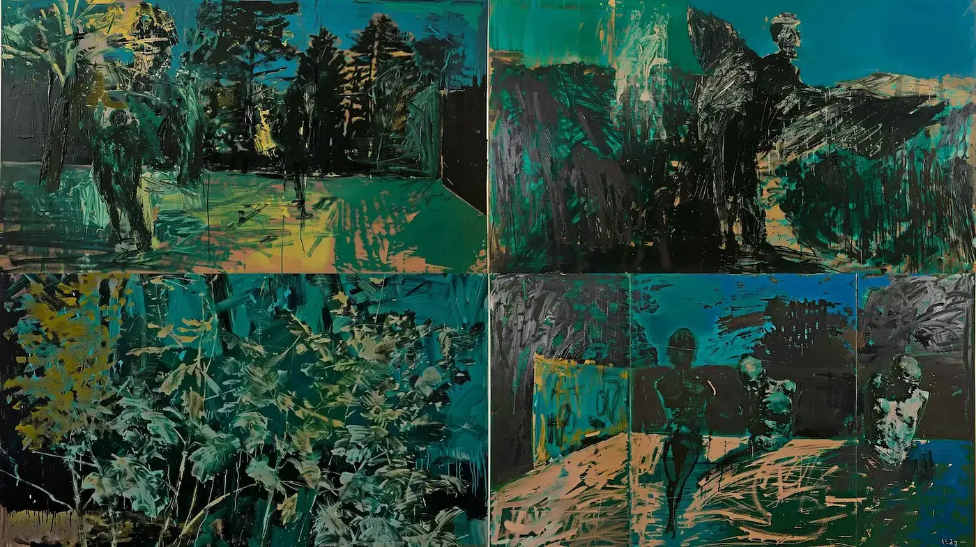 Expressionistic Landscape with Dynamic Brushwork and Bold Color Choices - Midjourney sref style