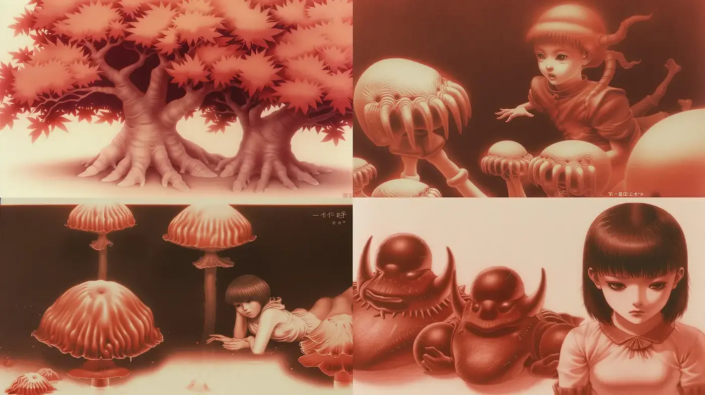 Surreal and Ethereal Dreamscapes with a Retro Anime Aesthetic - Midjourney sref style