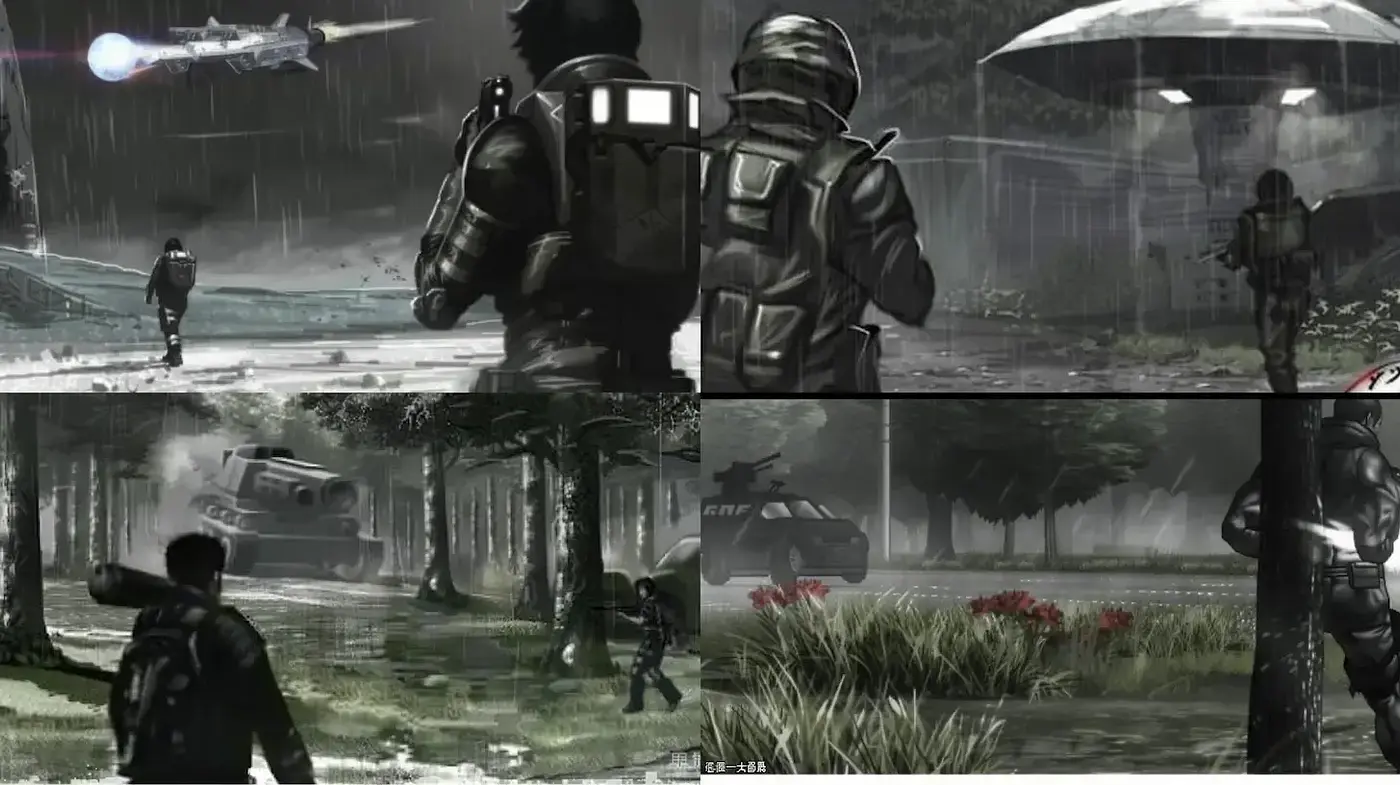 Stylized depictions of urban dystopia with a muted palette - Midjourney sref style