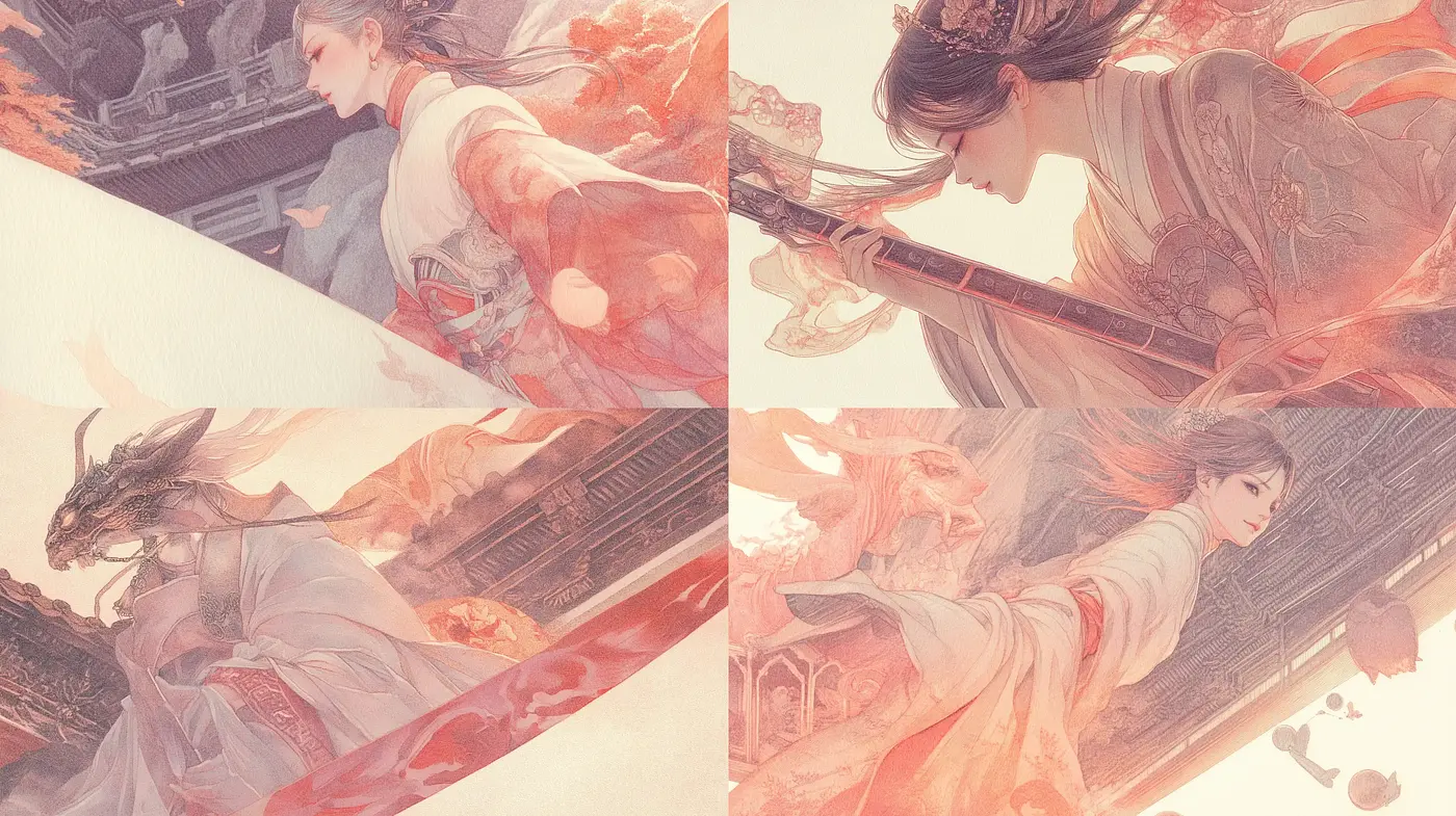 Ethereal Elegance of Serenity: A Harmonious Fusion of Traditional Asian Artistry - Midjourney sref style