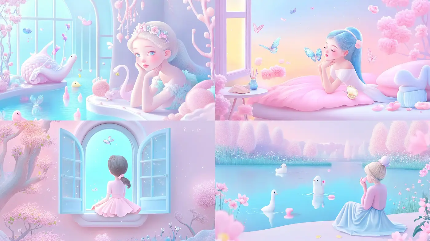 Dreamlike Pastel Serenity: A Harmonious Fusion of Whimsy and Tranquility - Midjourney sref style
