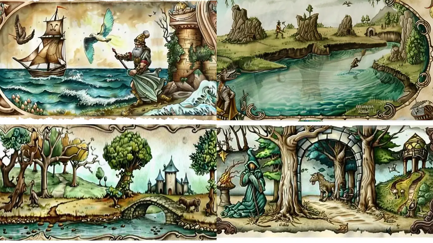 Enchanted Storybook Tapestry Style - Midjourney sref style