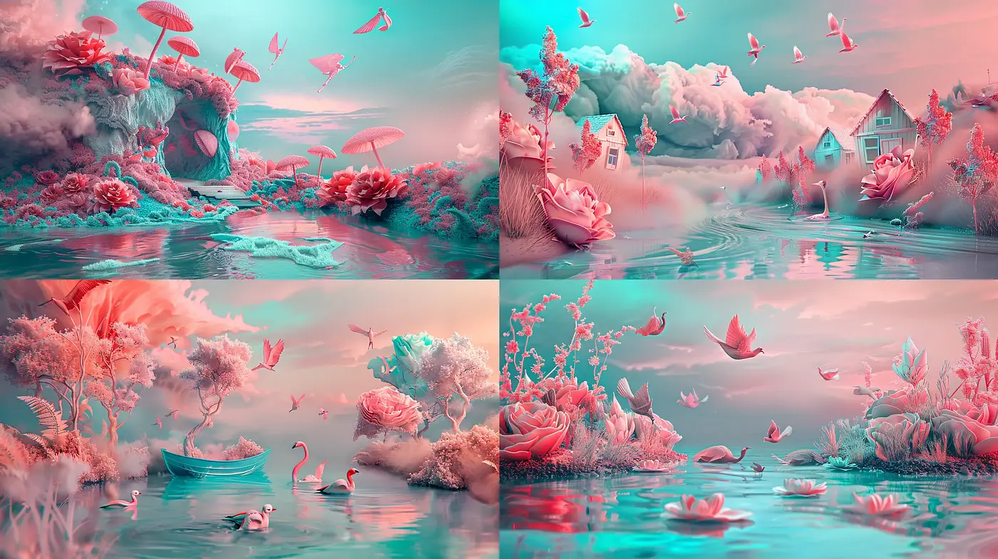 Surreal Dreamscapes in Pastel Hues - Midjourney sref style