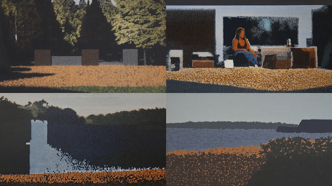 Textured Chromatic Abstraction in Contemporary Scenes - Midjourney sref style