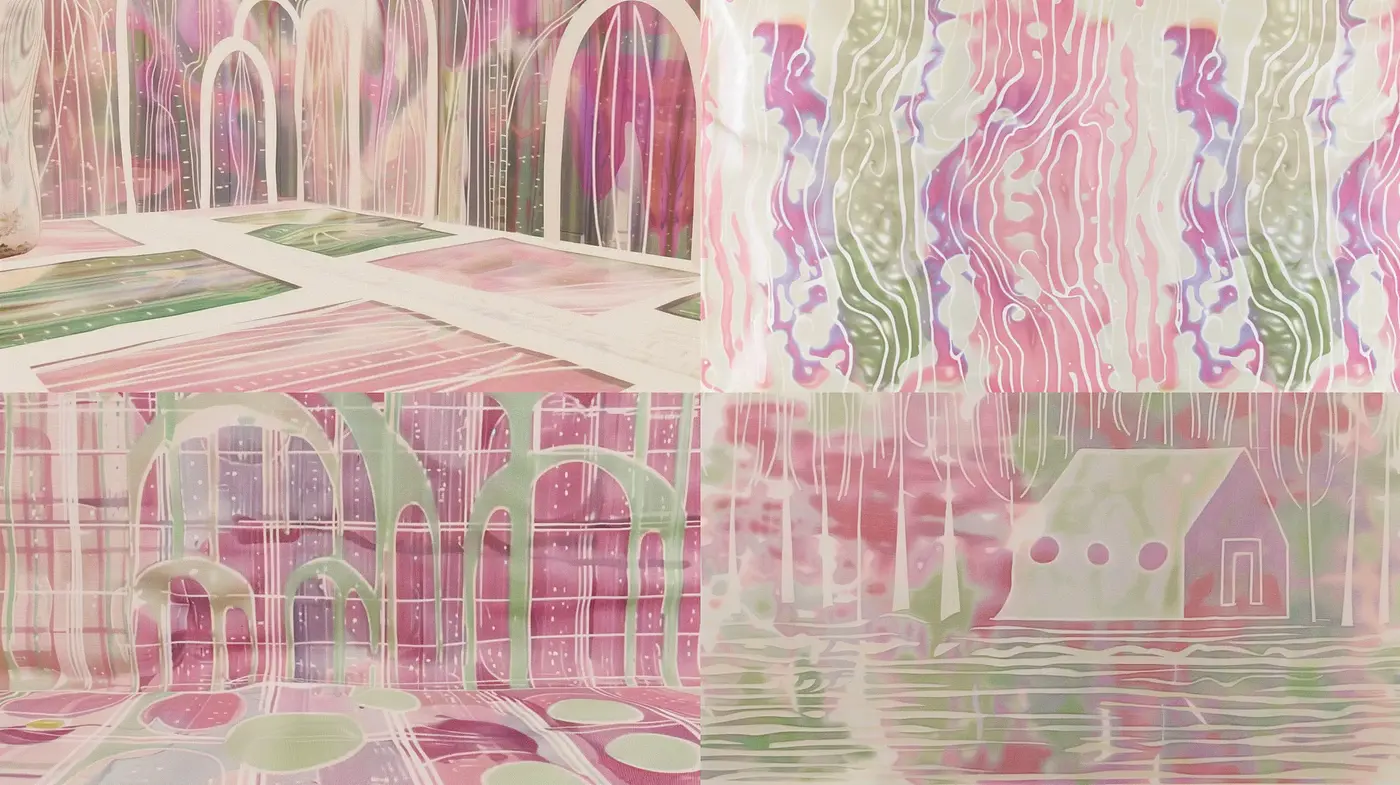 Whimsical Pastel Dreamscape with Surrealist Undertones - Midjourney sref style