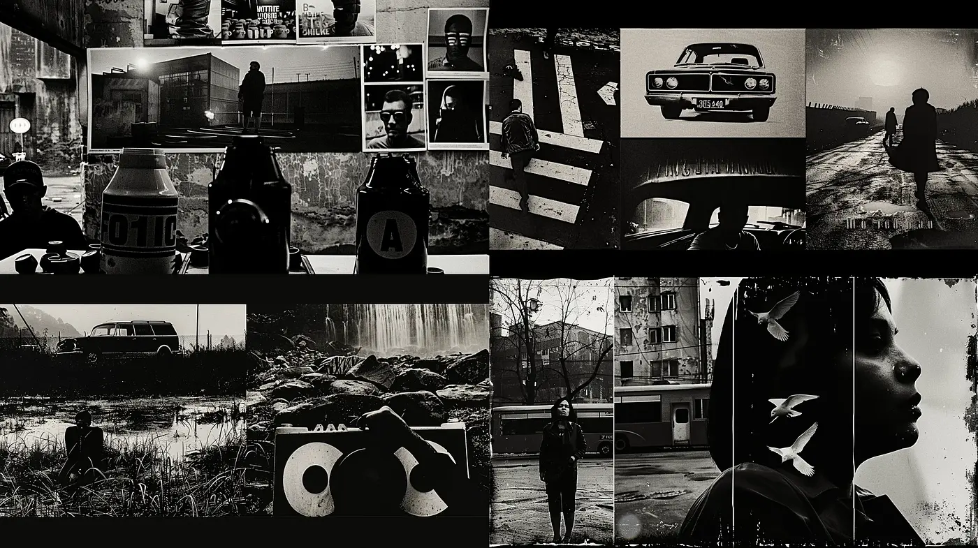 Monochromatic Nostalgia: A Harmonious Blend of Vintage Shades and Textures - Midjourney sref style