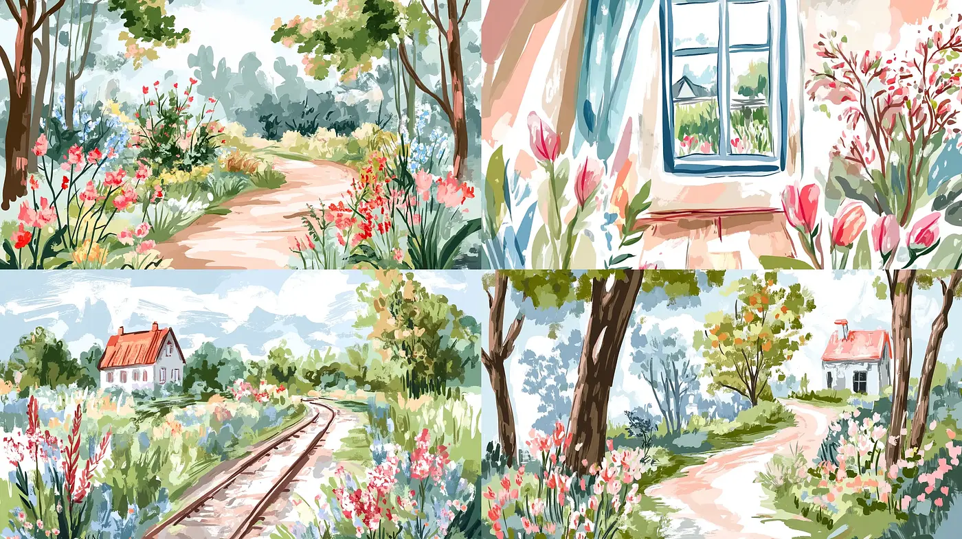 Enchanting Pastoral Vistas: A Celebration of Impressionist Countryside Elegance - Midjourney sref style