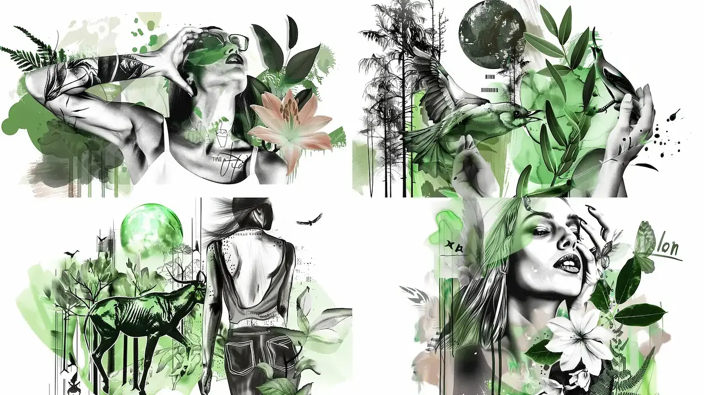 Lush Botanical Art with a Contemporary Edge - Midjourney sref style