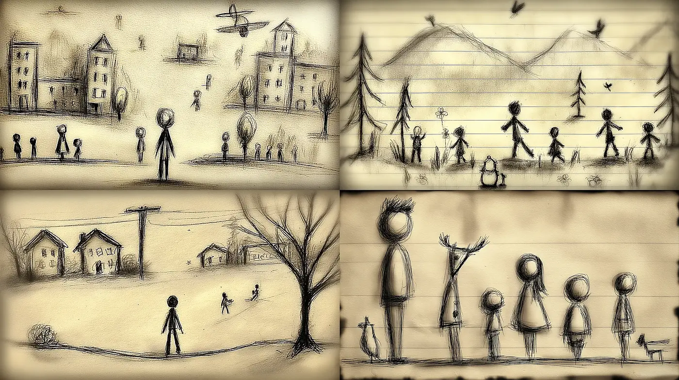 Whimsical and Playful Sketch Aesthetic with a Touch of Nostalgia - Midjourney sref style