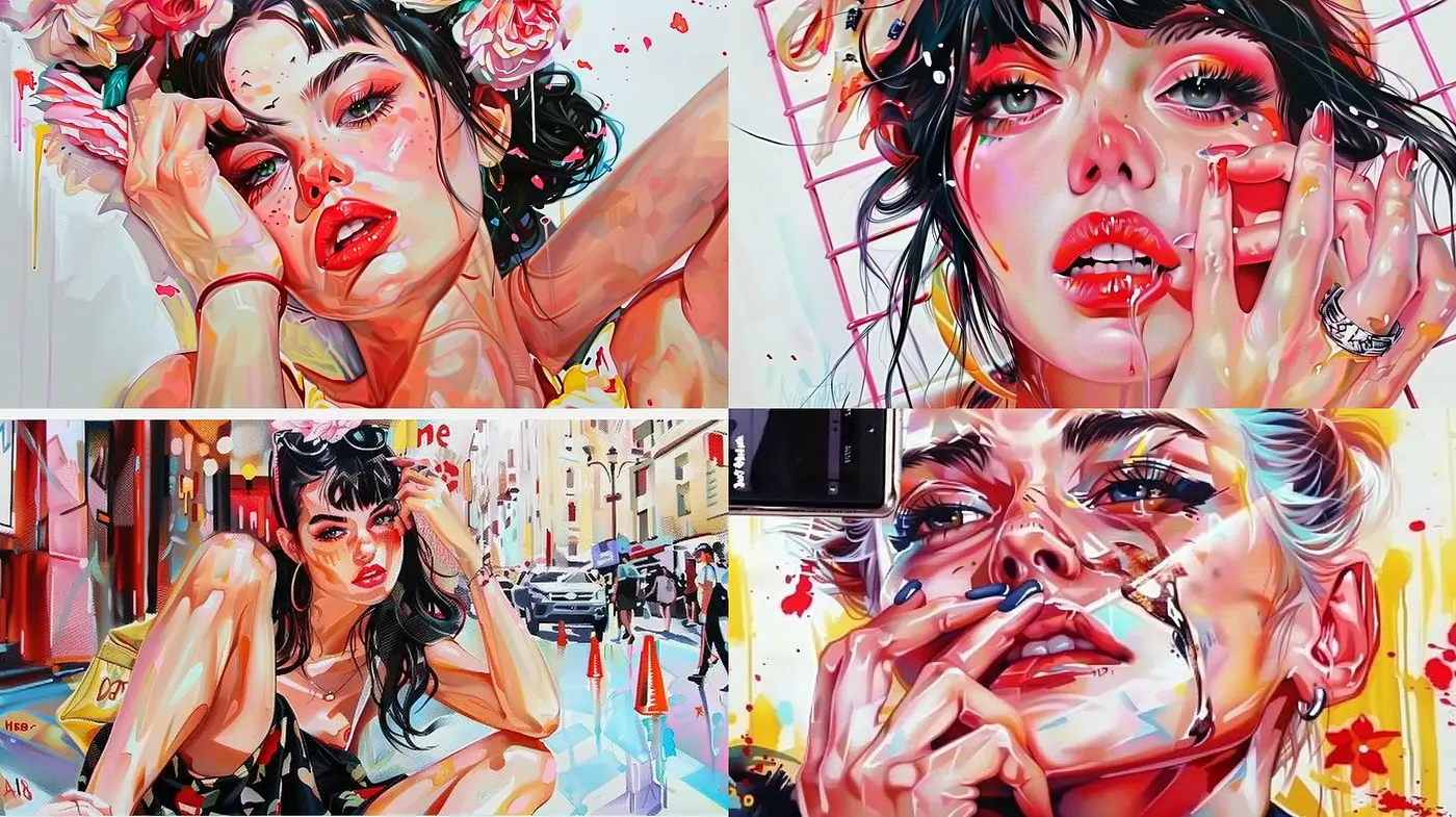 Vibrant Hyperrealism with a Surrealist Twist - Midjourney sref style