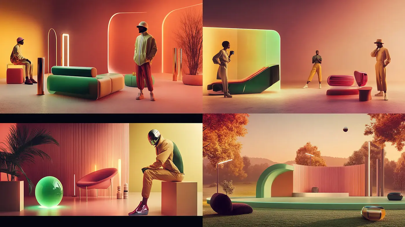 Contemporary Surrealism in Warm Tones with a Retrofuturistic Twist - Midjourney sref style