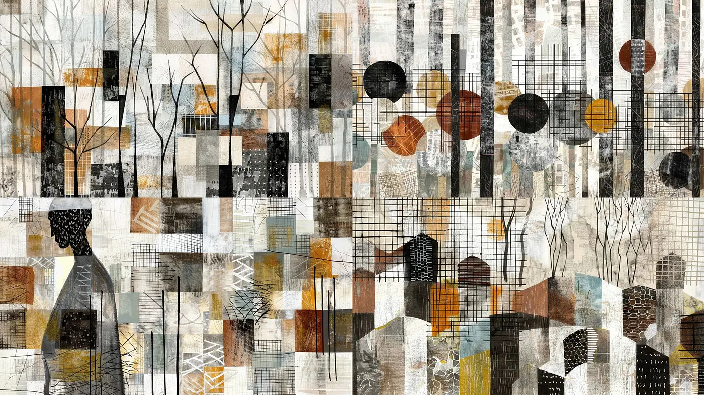 Harmonious Melange of Earthy Tones and Textural Impressions - Midjourney sref style
