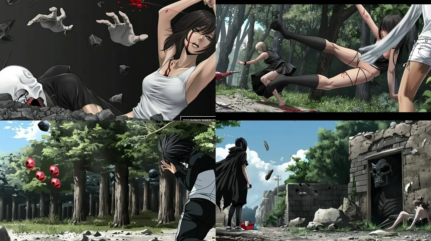 Dynamic Anime-Inspired Action Vignettes - Midjourney sref style