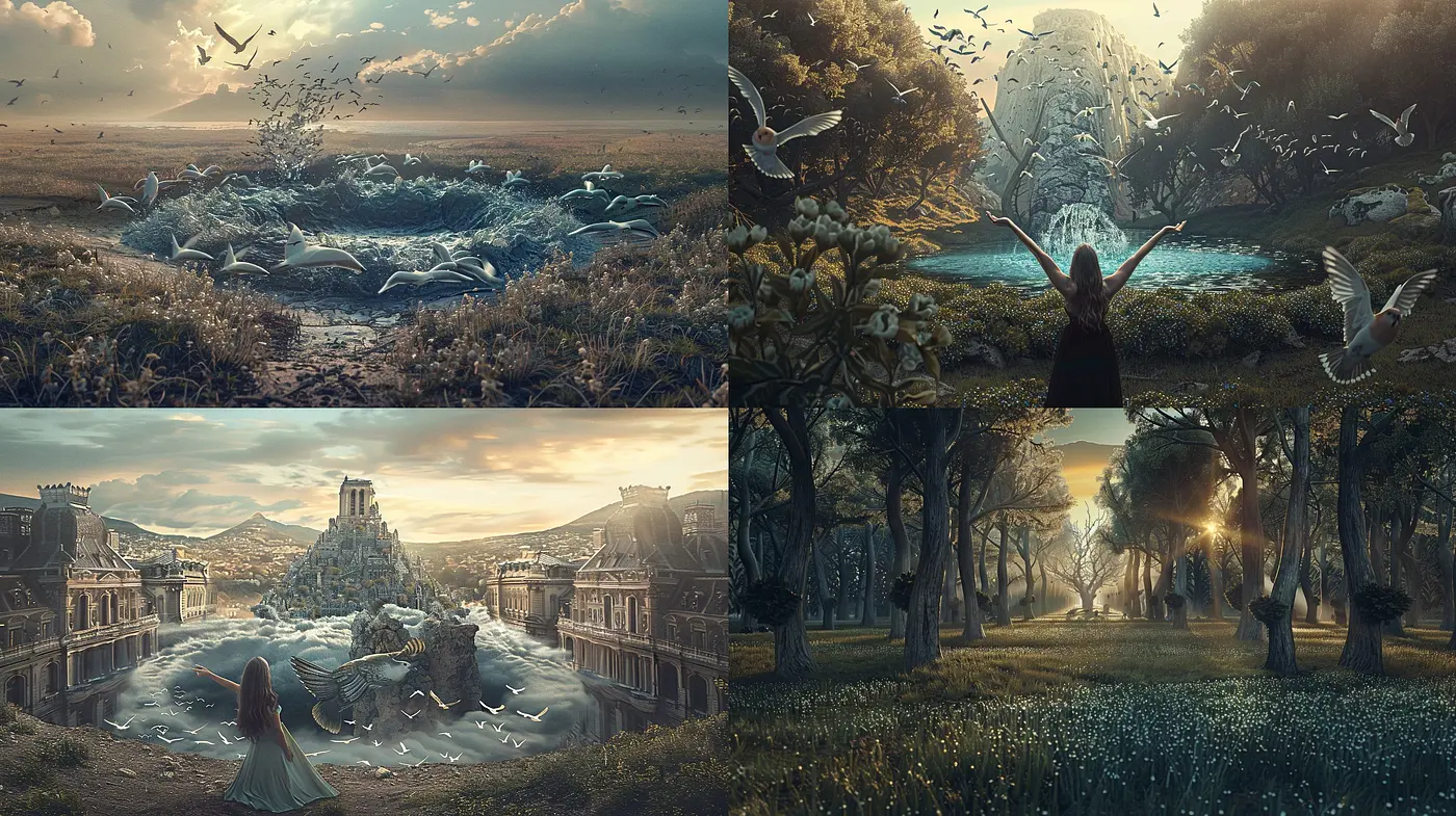 Ethereal Twilight Dreamscapes with Surrealist Elements - Midjourney sref style