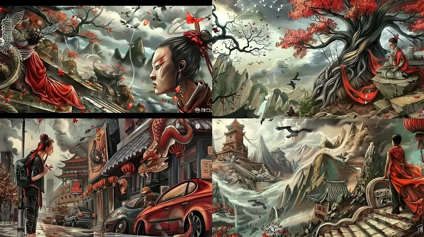 Dynamic and Expressive Digital Art with Asian Inspirations - Midjourney sref style