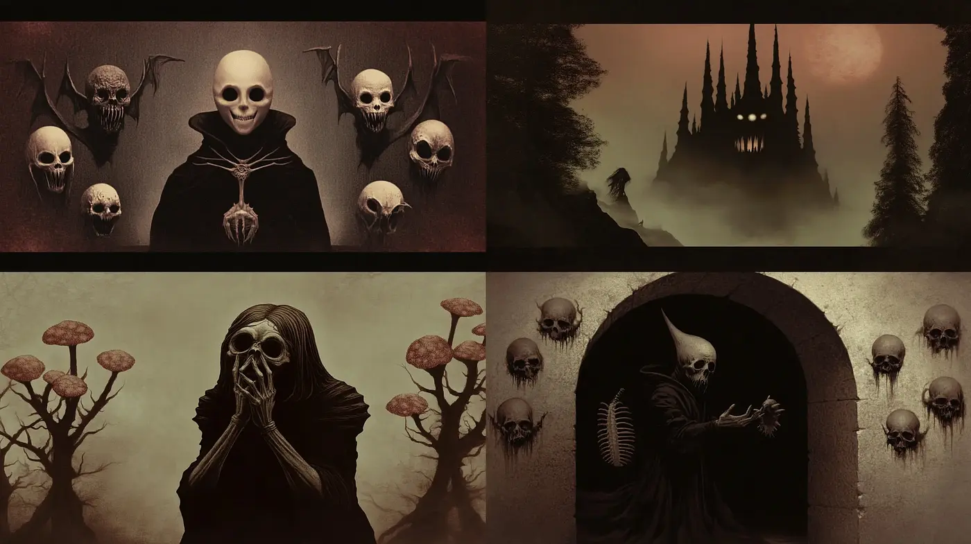 Eerie Gothic Ambiance with Sombre Overtones - Midjourney sref style