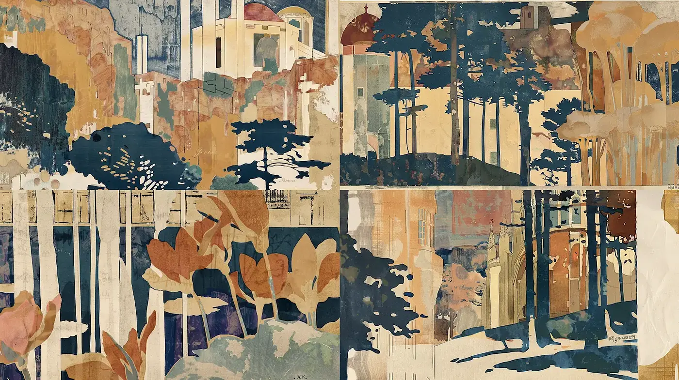 Botanical Landscape in Art Nouveau Style with Earthy Tones - Midjourney sref style