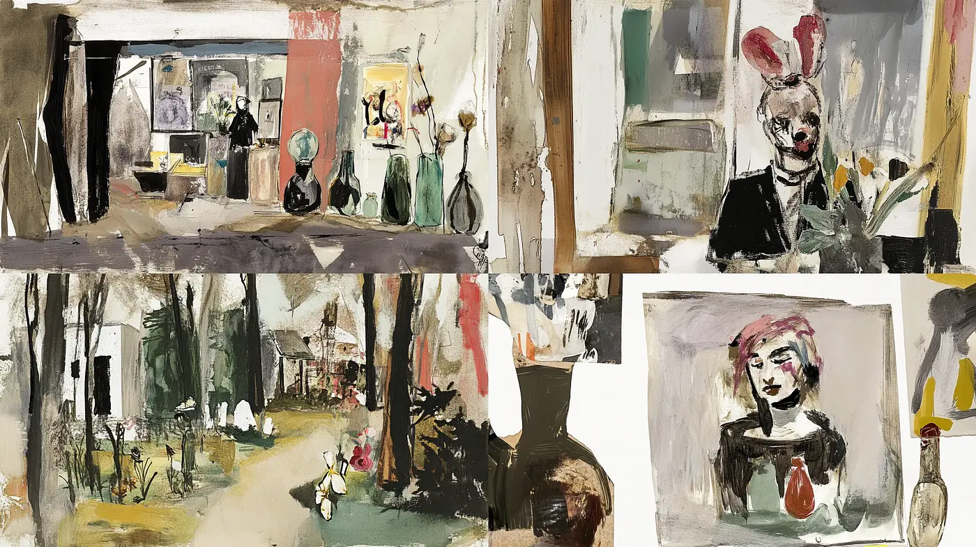 Abstract Expressionist Brushwork with Expressive Color Splashes - Midjourney sref style