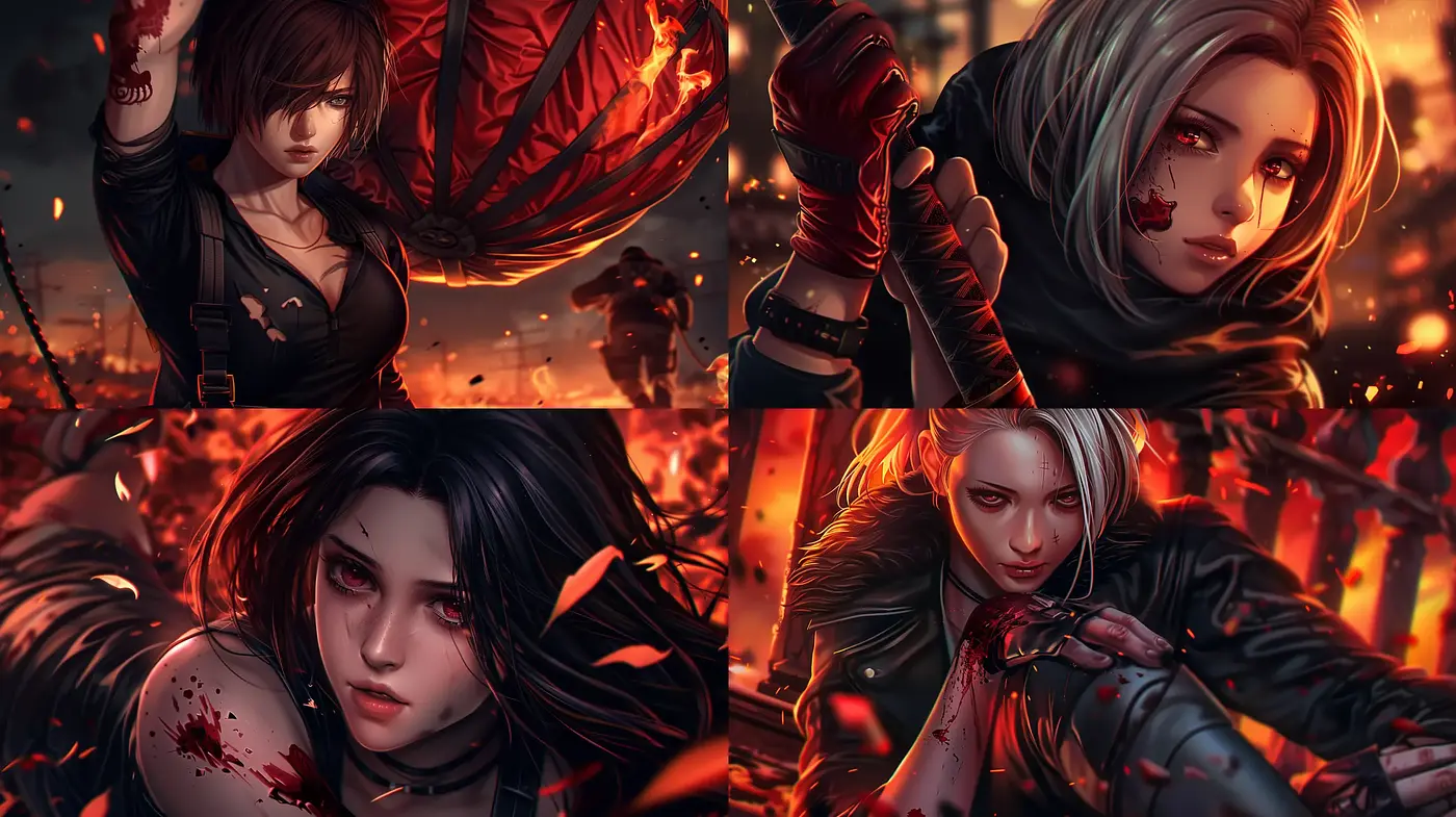 Intense and Vivid Digital Artwork with Fiery Crimson Overtones - Midjourney sref style