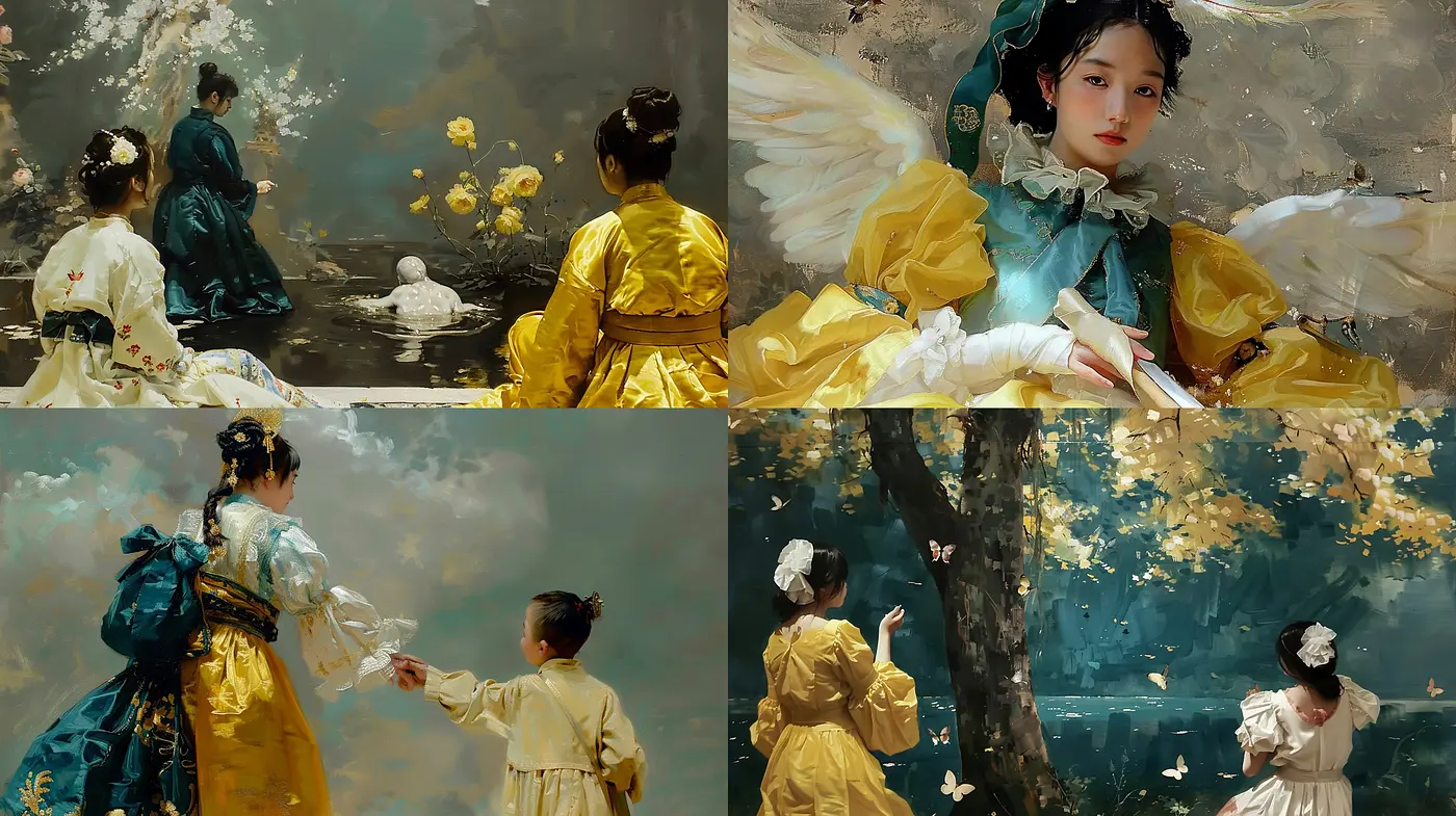Timeless Elegance in Ochre Tones: A Study in Textured Romanticism - Midjourney sref style
