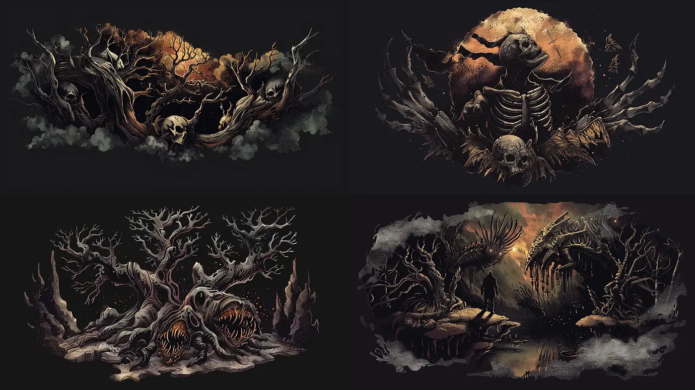 Ethereal Nocturnal Lanscapes with a Gothic Fantasy Flair - Midjourney sref style