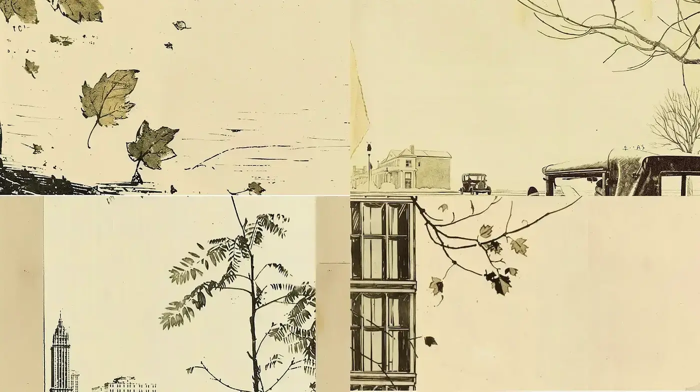 A blend of vintage illustration with a serene autumnal ambiance - Midjourney sref style