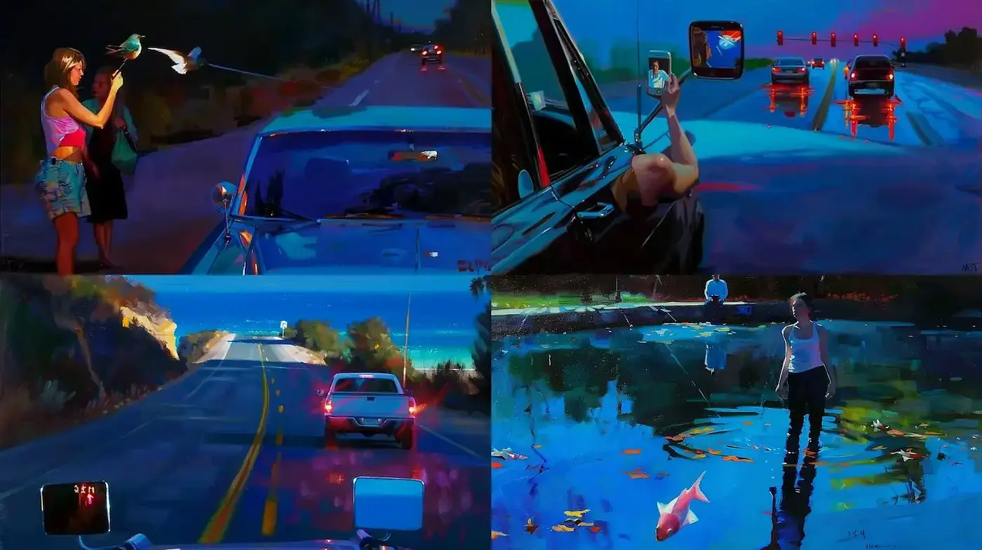 Modern Impressionist Urban Exploration with Vivid Colors - Midjourney sref style