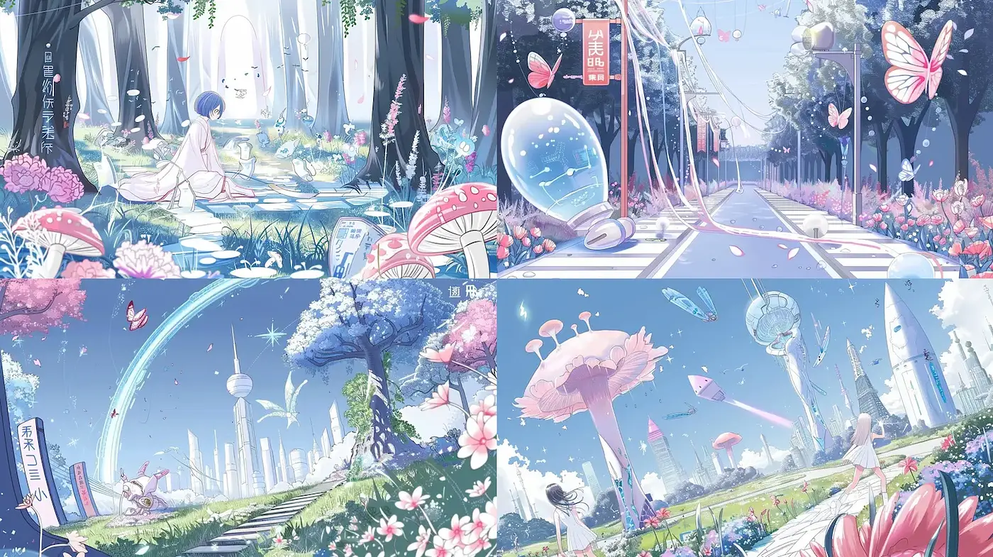 Whimsical Harmony in a Dreamlike Landscape - Midjourney sref style