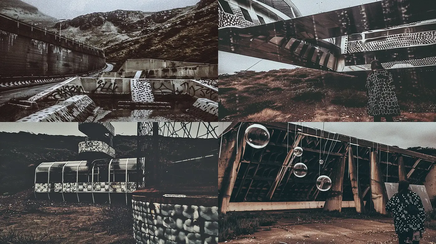 Sepia-toned Industrial Symphony in Decay - Midjourney sref style