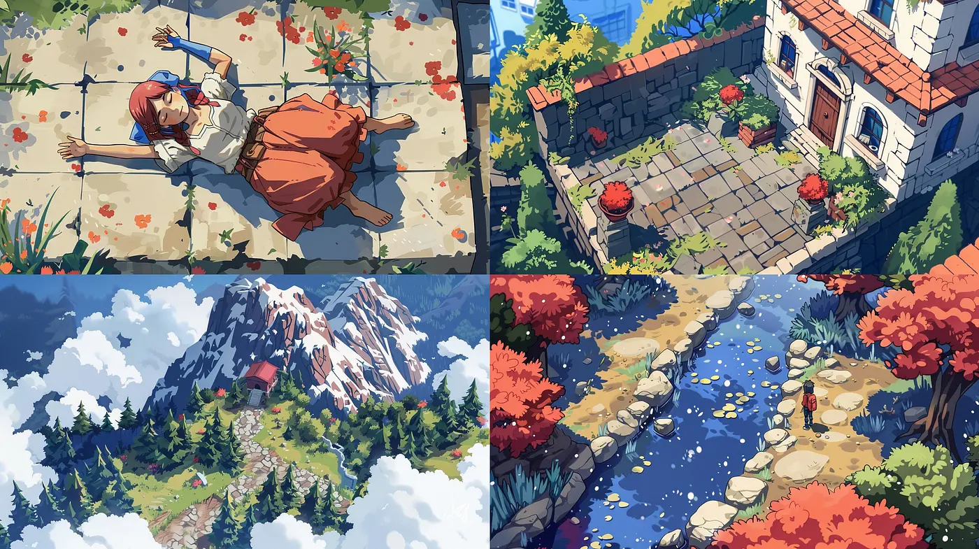 Serene and Vivid Storybook Illustrative Fusion - Midjourney sref style