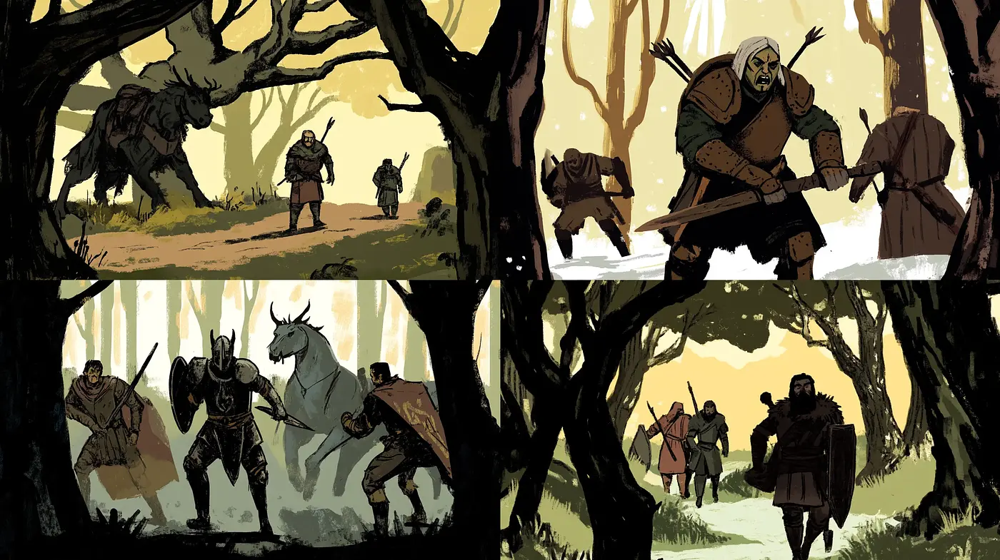 Medieval Essence Through Stylized Digital Brushwork - Midjourney sref style