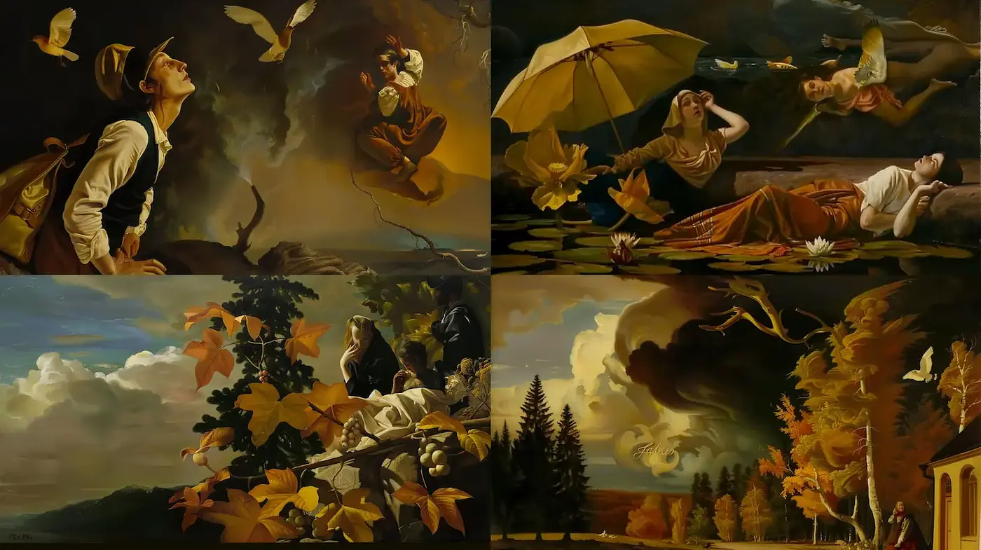 Dreamy Surrealism with a Harmonious Blend of Nature and Human Elements - Midjourney sref style