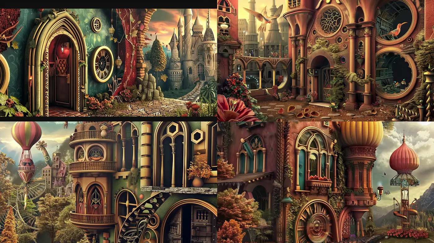 Enchanted Steampunk Reverie: A Whimsical Fusion of Fantasy and Technology - Midjourney sref style