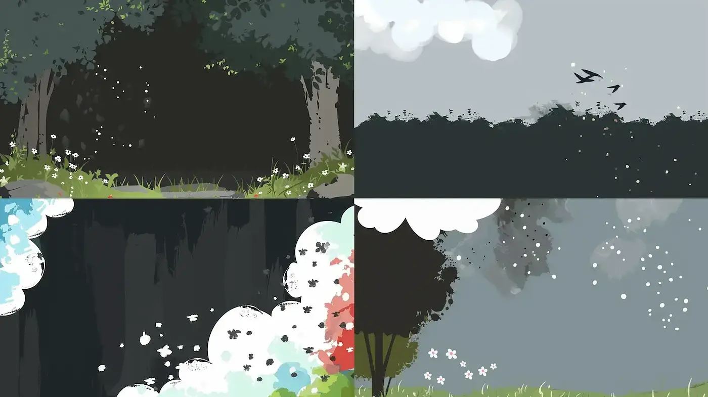 Whimsical Nature's Palette: A Consistent Exploration of Stylized Scenery - Midjourney sref style