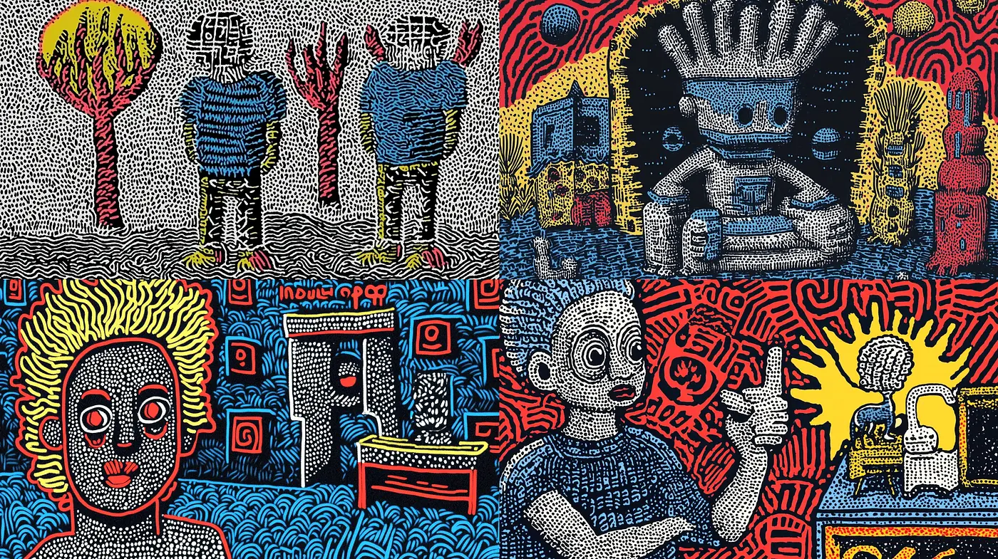 Abstract Expressionist Fusion with Pop Art Influences - Midjourney sref style