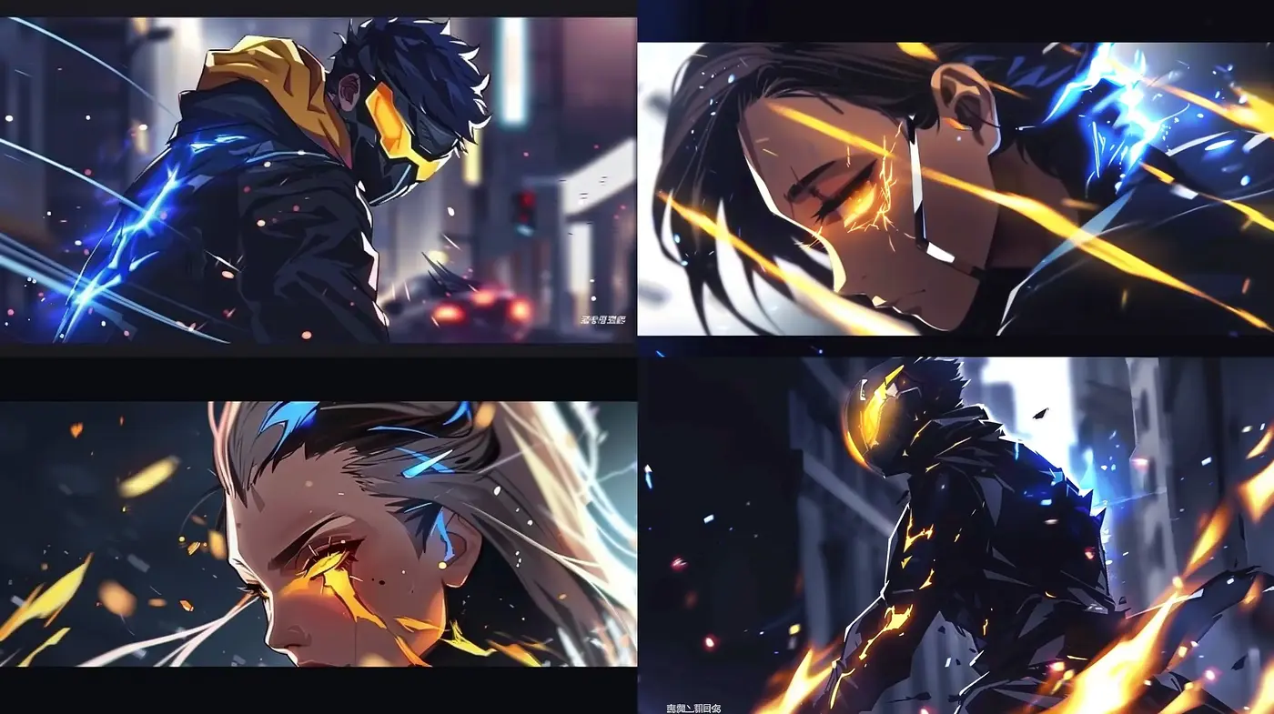 Dynamic Electric Dreams: A Cinematic Anime-Inspired Visual Symphony - Midjourney sref style