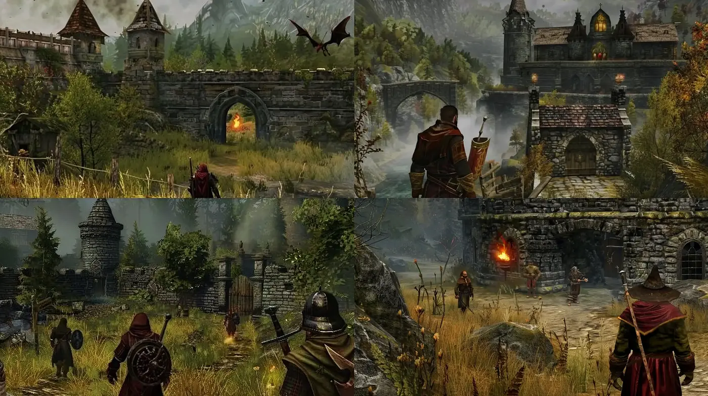 Enigmatic Medieval Fantasy Realms with a Cinematic Touch - Midjourney sref style