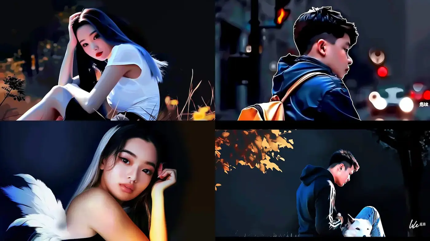 Stylized Nighttime Portraits with Urban Influences - Midjourney sref style
