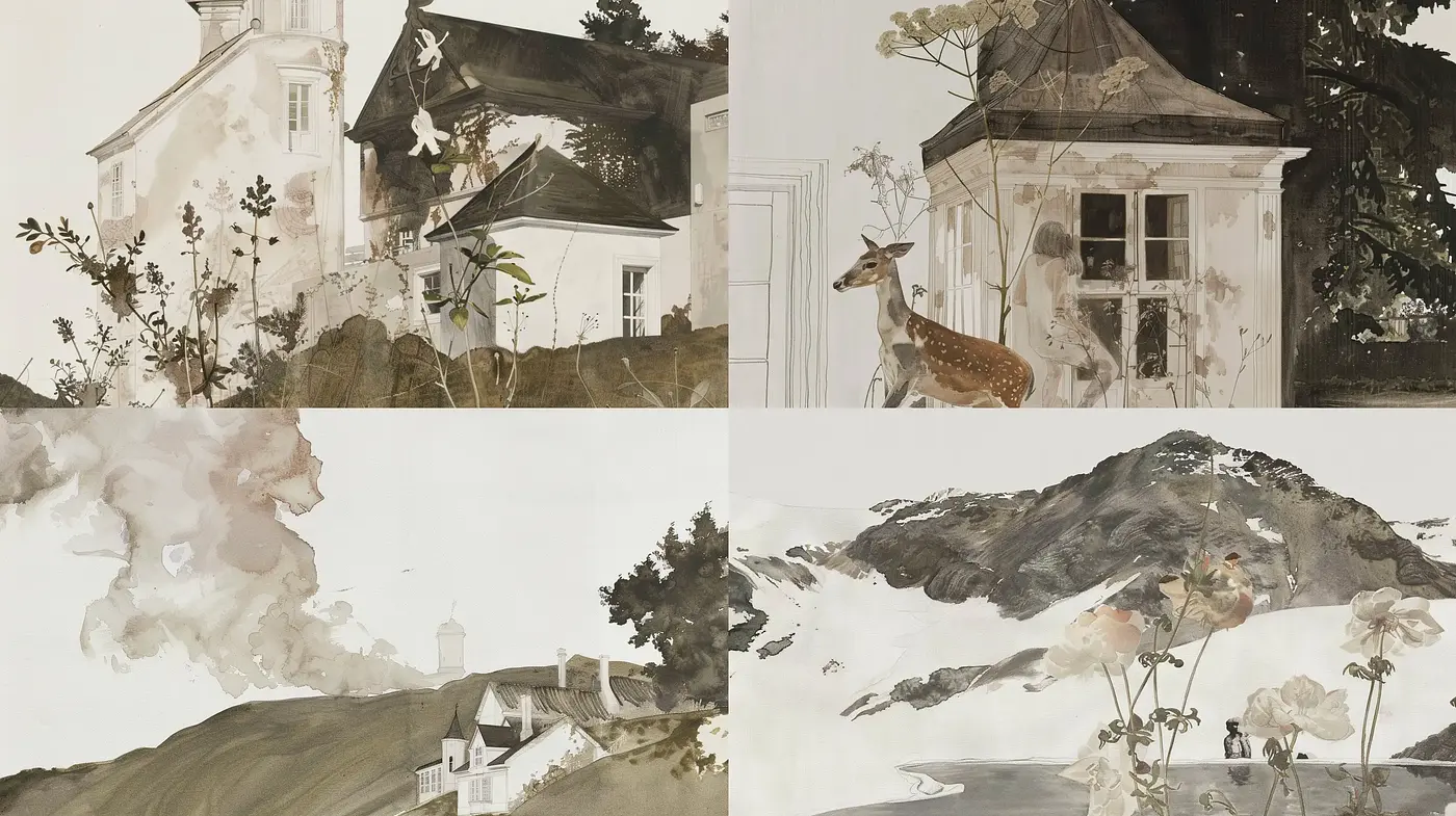 Ethereal Elegance in Watercolor Renderings - Midjourney sref style