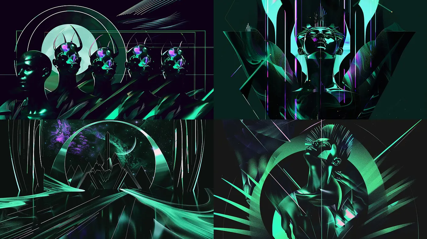 Neon Cyberdreams: A Fusion of Dark Ambiance with Luminous Accents - Midjourney sref style