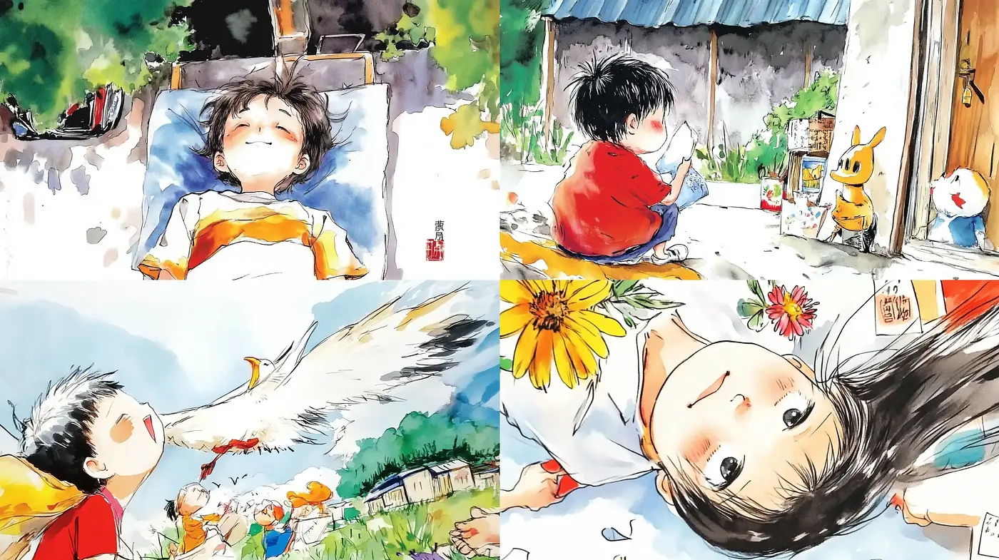 Whimsical Watercolor Memories with Anime Inspiration - Midjourney sref style